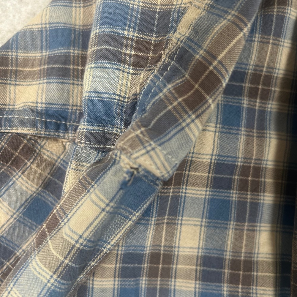 Carhartt Button Down Shirt Mens Medium Blue Tan Plaid Long‎ Sleeve Workwear 1237 - Picture 9 of 9